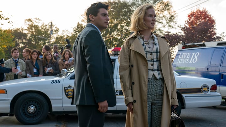 Young Pete Marino (Jake Cannavale), Young Kay Scarpetta (Rosy McEwen) in Scarpetta Young Pete Marino (Jake Cannavale), Young Kay Scarpetta (Rosy McEwen) in Scarpetta