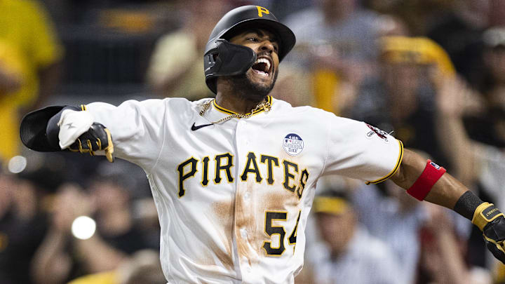 Jun 2, 2023; Pittsburgh, Pennsylvania, USA; Pittsburgh Pirates right fielder Josh Palacios (54)