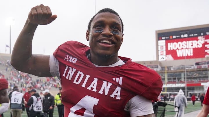 Indiana Hoosiers wide receiver Myles Price (4) celebrates after a game against the Maryland Terrapins at Memorial Stadium.