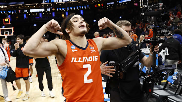 Mar 28, 2024; Boston, MA, USA; Illinois Fighting Illini guard Dra Gibbs-Lawhorn (2) reacts after
