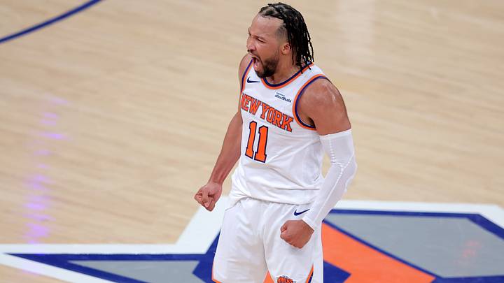 May 19, 2026; New York, New York, USA; New York Knicks guard Jalen Brunson (11) reacts during the fourth quarter of game one of the eastern conference finals against the Cleveland Cavaliers during the 2026 NBA playoffs at Madison Square Garden. Mandatory Credit: Brad Penner-Imagn Images May 19, 2026; New York, New York, USA; New York Knicks guard Jalen Brunson (11) reacts during the fourth quarter of game one of the eastern conference finals against the Cleveland Cavaliers during the 2026 NBA playoffs at Madison Square Garden. Mandatory Credit: Brad Penner-Imagn Images