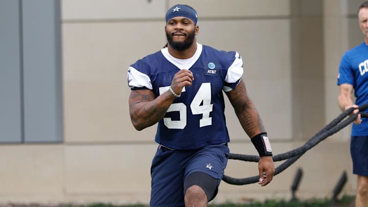 Dallas Cowboys defensive end Sam Williams goes through a drill during practice at the Ford Center.