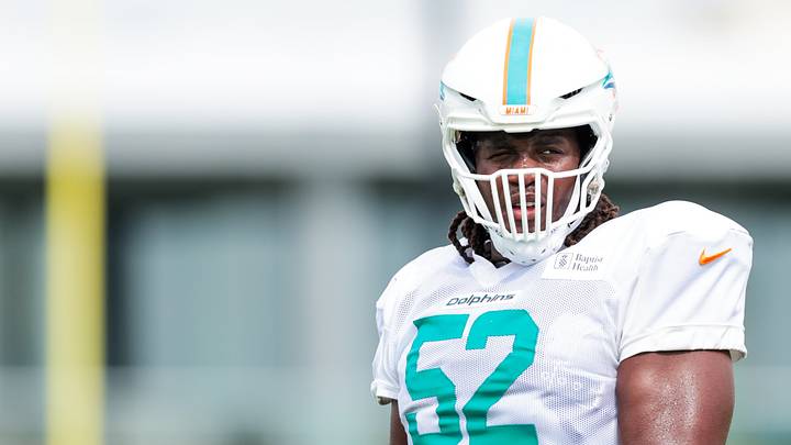 Miami Dolphins offensive tackle Patrick Paul (52) looks on during practice at the Baptist Health Training Complex. Miami Dolphins offensive tackle Patrick Paul (52) looks on during practice at the Baptist Health Training Complex.
