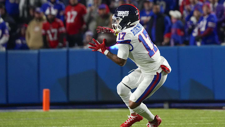 Oct 15, 2023; Orchard Park, New York, USA; New York Giants wide receiver Wan'Dale Robinson (17)