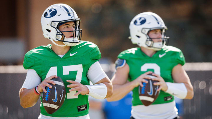 BYU quarterbacks Bear Bachmeier and McCae Hillstead at Fall Camp BYU quarterbacks Bear Bachmeier and McCae Hillstead at Fall Camp