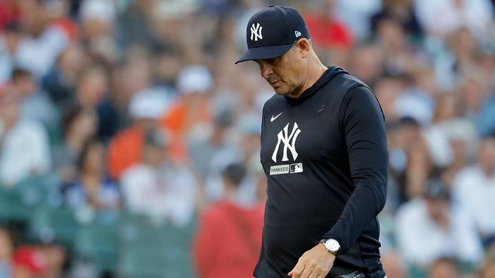 Jun 23, 2026; Detroit, Michigan, USA;  New York Yankees manager Aaron Boone (17) walks back to the dugout in the sixth inning against the Detroit Tigers at Comerica Park. Mandatory Credit: Rick Osentoski-Imagn Images
