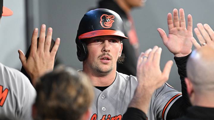 Jun 5, 2026; Toronto, Ontario, CAN; Baltimore Orioles catcher Adley Rutschman (35) celebrates with team mates in the dugout after scoring a run against the Toronto Blue Jays in the sixth inning at Rogers Centre. Mandatory Credit: Dan Hamilton-Imagn Images Jun 5, 2026; Toronto, Ontario, CAN; Baltimore Orioles catcher Adley Rutschman (35) celebrates with team mates in the dugout after scoring a run against the Toronto Blue Jays in the sixth inning at Rogers Centre. Mandatory Credit: Dan Hamilton-Imagn Images