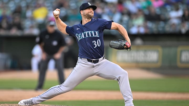 Seattle Mariners reliever Austin Voth throws during a game against the Oakland Athletics on Sept. 2 at Oakland Coliseum. Seattle Mariners reliever Austin Voth throws during a game against the Oakland Athletics on Sept. 2 at Oakland Coliseum.