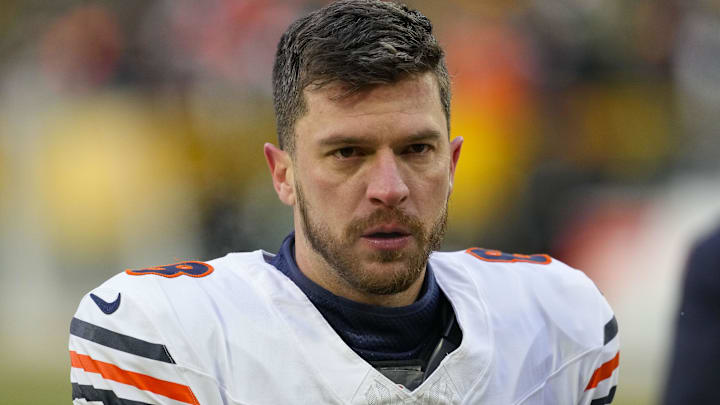 Jan 5, 2025; Green Bay, Wisconsin, USA;  Chicago Bears kicker Cairo Santos (8) following the game against the Green Bay Packers at Lambeau Field.