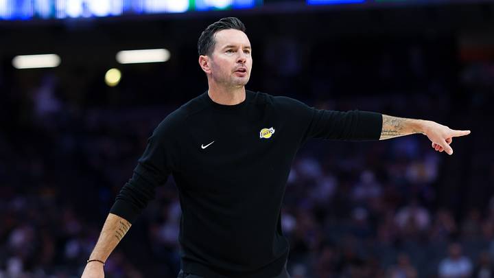 Oct 5, 2026; Sacramento, California, USA; Los Angeles Lakers head coach JJ Redick instructs his players during the second quarter against the Sacramento Kings at Golden 1 Center. Mandatory Credit: Sergio Estrada-Imagn Images Oct 5, 2026; Sacramento, California, USA; Los Angeles Lakers head coach JJ Redick instructs his players during the second quarter against the Sacramento Kings at Golden 1 Center. Mandatory Credit: Sergio Estrada-Imagn Images