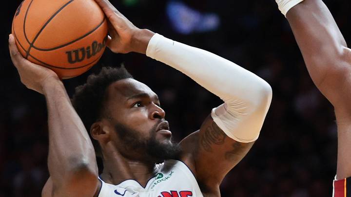 Oct 23, 2026; Miami, Florida, USA; Detroit Pistons forward Paul Reed (7) shoots the basketball against Miami Heat center Bam Adebayo (13) during the third quarter at Kaseya Center. Mandatory Credit: Sam Navarro-Imagn Images Oct 23, 2026; Miami, Florida, USA; Detroit Pistons forward Paul Reed (7) shoots the basketball against Miami Heat center Bam Adebayo (13) during the third quarter at Kaseya Center. Mandatory Credit: Sam Navarro-Imagn Images