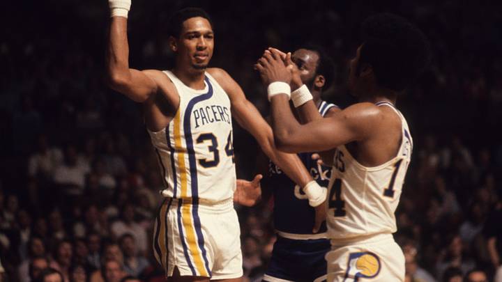 May 1973; USA; FILE PHOTO; Indiana Pacers center Mel Daniels (34) during an ABA game. Mandatory Credit: Malcolm Emmons-USA TODAY Network. May 1973; USA; FILE PHOTO; Indiana Pacers center Mel Daniels (34) during an ABA game. Mandatory Credit: Malcolm Emmons-USA TODAY Network.