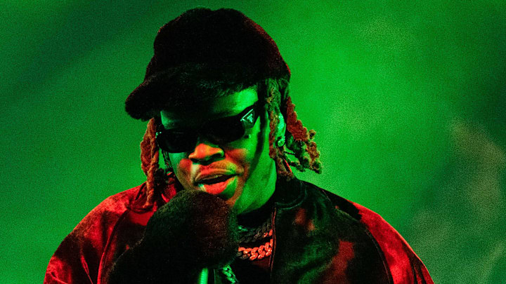 February 19, 2022; Cleveland, OH, USA; Gunna during the 2022 NBA All-Star Saturday Night at Rocket Mortgage Field House. 