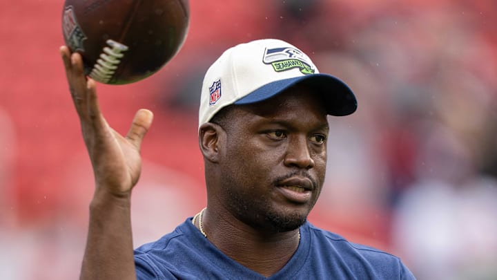 September 18, 2022; Santa Clara, California, USA; Seattle Seahawks defensive passing game coordinator Karl Scott before the game against the San Francisco 49ers at Levi's Stadium. Mandatory Credit: Kyle Terada-Imagn Images