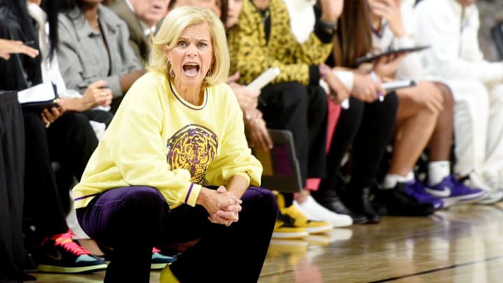 LSU women's basketball coach, Kim Mulkey, during their game against Grambling Sunday afternoon, December 8, 2024, at the Brookshire Grocery Arena in Bossier City.