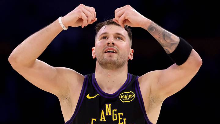LOS ANGELES, CALIFORNIA - JANUARY 02: Luka Doncic #77 of the Los Angeles Lakers reacts after a basket during the first quarter against the Memphis Grizzlies at Crypto.com Arena on January 02, 2026 in Los Angeles, California. (Photo by Katelyn Mulcahy/Getty Images) LOS ANGELES, CALIFORNIA - JANUARY 02: Luka Doncic #77 of the Los Angeles Lakers reacts after a basket during the first quarter against the Memphis Grizzlies at Crypto.com Arena on January 02, 2026 in Los Angeles, California. (Photo by Katelyn Mulcahy/Getty Images)
