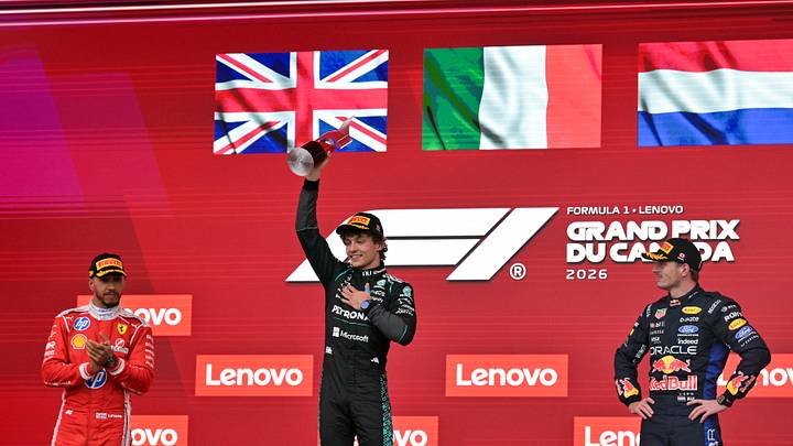 Kimi Antonelli atop the podium during the Lenovo Grand Prix Du Canada. Kimi Antonelli atop the podium during the Lenovo Grand Prix Du Canada.