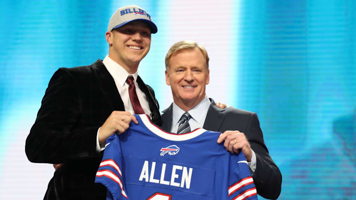 Buffalo Bills quarterback Josh Allen (left) and NFL commissioner Roger Goddell.