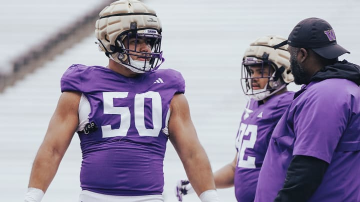 Sebastian Valdez listens to some spring practice instruction.
