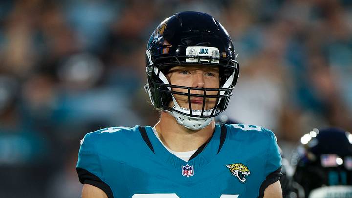 Aug 28, 2026; Jacksonville, Florida, USA; Jacksonville Jaguars tight end Hunter Long (84) looks on during preseason against the Tampa Bay Buccaneers in the first quarter at EverBank Stadium. Mandatory Credit: Nathan Ray Seebeck-Imagn Images
