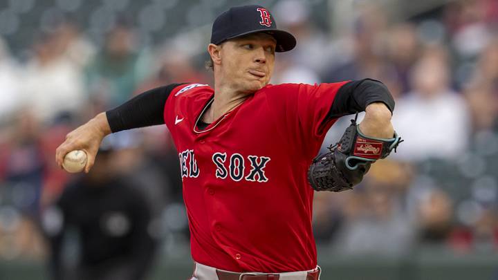 Apr 14, 2026; Minneapolis, Minnesota, USA; Boston Red Sox starting pitcher Sonny Gray (54) delivers a pitch against the Minnesota Twins in the first inning at Target Field. Mandatory Credit: Jesse Johnson-Imagn Images