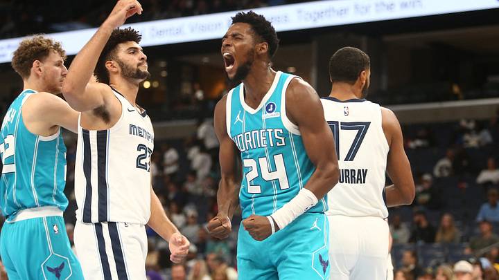 Oct 16, 2026; Memphis, Tennessee, USA; Charlotte Hornets forward Brandon Miller (24) reacts during the third quarter against the Memphis Grizzlies at FedExForum. Mandatory Credit: Petre Thomas-Imagn Images Oct 16, 2026; Memphis, Tennessee, USA; Charlotte Hornets forward Brandon Miller (24) reacts during the third quarter against the Memphis Grizzlies at FedExForum. Mandatory Credit: Petre Thomas-Imagn Images