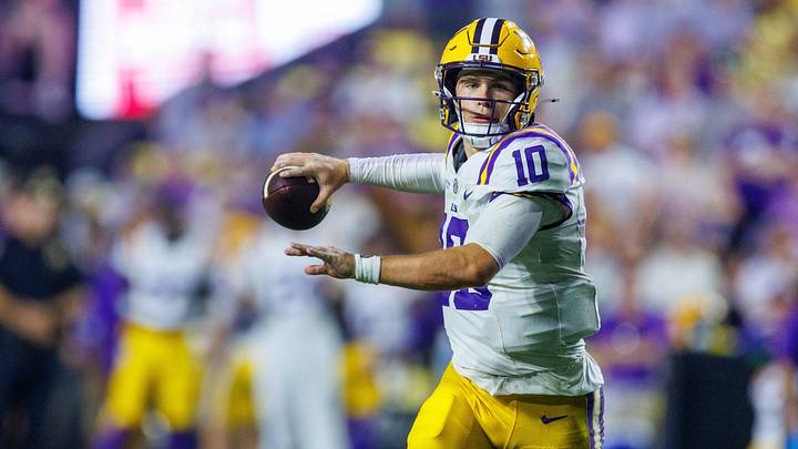 Sep 5, 2026; Baton Rouge, Louisiana, USA; LSU Tigers quarterback Sam Leavitt (10) scrambles against Clemson Tigers during the second half at Tiger Stadium. Mandatory Credit: Stephen Lew-Imagn Images Sep 5, 2026; Baton Rouge, Louisiana, USA; LSU Tigers quarterback Sam Leavitt (10) scrambles against Clemson Tigers during the second half at Tiger Stadium. Mandatory Credit: Stephen Lew-Imagn Images