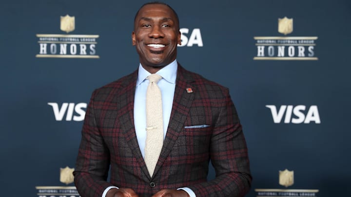 Feb 4, 2017; Houston, TX, USA; NFL former player Shannon Sharpe arrives on the red carpet prior to the 6th Annual NFL Honors at Wortham Theater. Mandatory Credit: Kevin Jairaj-Imagn Images