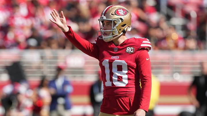 Sep 27, 2026; Santa Clara, California, USA; San Francisco 49ers place kicker Eddy Pineiro (18) prepares to kick a field goal against the Arizona Cardinals during the second quarter at Levi's Stadium. Mandatory Credit: Darren Yamashita-Imagn Images Sep 27, 2026; Santa Clara, California, USA; San Francisco 49ers place kicker Eddy Pineiro (18) prepares to kick a field goal against the Arizona Cardinals during the second quarter at Levi's Stadium. Mandatory Credit: Darren Yamashita-Imagn Images