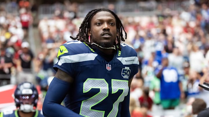 Seattle Seahawks cornerback Riq Woolen (27)