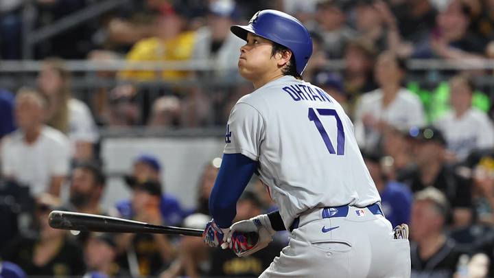 Jun 10, 2026; Pittsburgh, Pennsylvania, USA; Los Angeles Dodgers designated hitter Shohei Ohtani (17) hits a two run home run against the Pittsburgh Pirates during the ninth inning at PNC Park. Mandatory Credit: Charles LeClaire-Imagn Images Jun 10, 2026; Pittsburgh, Pennsylvania, USA; Los Angeles Dodgers designated hitter Shohei Ohtani (17) hits a two run home run against the Pittsburgh Pirates during the ninth inning at PNC Park. Mandatory Credit: Charles LeClaire-Imagn Images