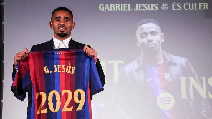 Gabriel Jesus Presentation As New Player Of Fc Barcelona
