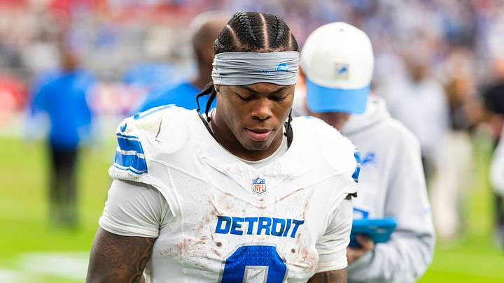 Detroit Lions running back Jahmyr Gibbs (0) against the Arizona Cardinals