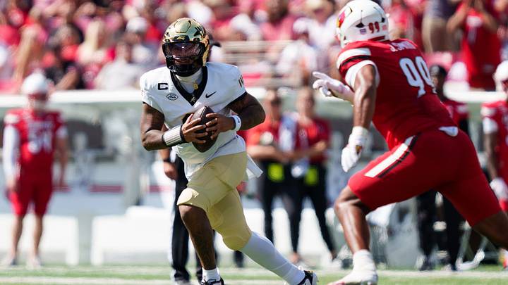 Sep 26, 2026; Louisville, Kentucky, USA; Wake Forest Demon Deacons quarterback Gio Lopez (3) looks to pass against the Louisville Cardinals at L&N Federal Credit Union Stadium. Mandatory Credit: Chris Carter-Imagn Images Sep 26, 2026; Louisville, Kentucky, USA; Wake Forest Demon Deacons quarterback Gio Lopez (3) looks to pass against the Louisville Cardinals at L&N Federal Credit Union Stadium. Mandatory Credit: Chris Carter-Imagn Images
