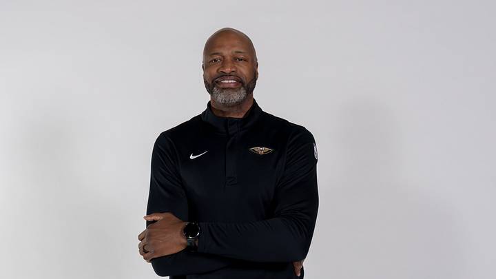 Sep 28, 2026; New Orleans, LA, USA;  New Orleans Pelicans head coach Jamahl Mosley takes part in media day at Smoothie King Center.  Mandatory Credit: Matthew Hinton-Imagn Images