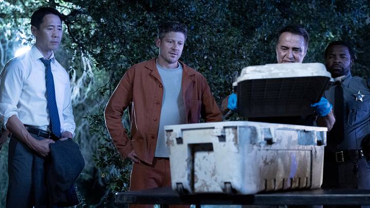L-R: Rob Yang as District Attorney Emory Joy and Zach Gilford as Elias Voit in Criminal Minds: Evolution, episode 3, season 19 streaming on Paramount+