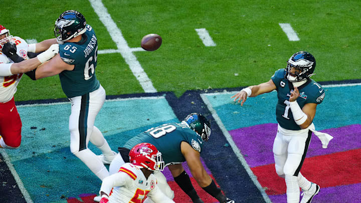 Eagles quarterback Jalen Hurts threw for 304 yards and a touchdown against the Chiefs in Super Bowl 57.