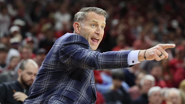Feb 8, 2025; Fayetteville, Arkansas, USA; Alabama Crimson Tide head coach Nate Oats during the first half against the Arkansas Razorbacks at Bud Walton Arena. Mandatory Credit: Nelson Chenault-Imagn Images Feb 8, 2025; Fayetteville, Arkansas, USA; Alabama Crimson Tide head coach Nate Oats during the first half against the Arkansas Razorbacks at Bud Walton Arena. Mandatory Credit: Nelson Chenault-Imagn Images