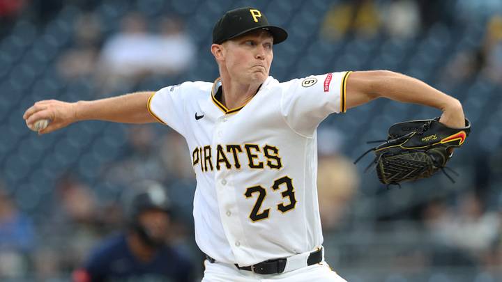 Jun 23, 2026; Pittsburgh, Pennsylvania, USA;  Pittsburgh Pirates starting pitcher Mitch Keller (23) delivers a pitch against the Seattle Mariners during the first inning at PNC Park. Mandatory Credit: Charles LeClaire-Imagn Images