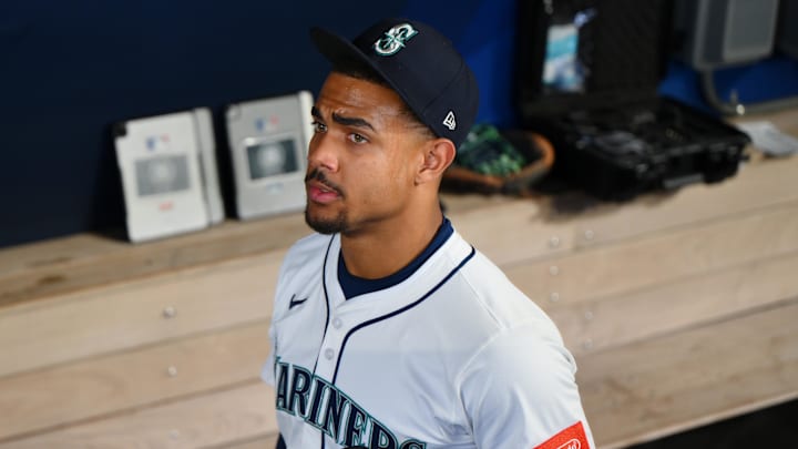 Oct 17, 2025; Seattle, Washington, USA; Seattle Mariners center fielder Julio Rodriguez (44) walks in the dugout before game five of the ALCS round for the 2025 MLB playoffs at T-Mobile Park. Mandatory Credit: Steven Bisig-Imagn Images Oct 17, 2025; Seattle, Washington, USA; Seattle Mariners center fielder Julio Rodriguez (44) walks in the dugout before game five of the ALCS round for the 2025 MLB playoffs at T-Mobile Park. Mandatory Credit: Steven Bisig-Imagn Images