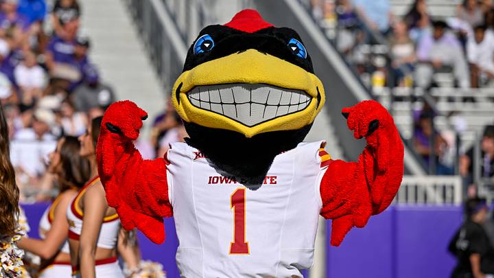 Nov 8, 2025; Fort Worth, Texas, USA; The Iowa State Cyclones mascot poses for a photo during the game against the TCU Horned Frogs at Amon G. Carter Stadium. Mandatory Credit: Jerome Miron-Imagn Images Nov 8, 2025; Fort Worth, Texas, USA; The Iowa State Cyclones mascot poses for a photo during the game against the TCU Horned Frogs at Amon G. Carter Stadium. Mandatory Credit: Jerome Miron-Imagn Images