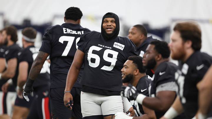 Jul 31, 2026; Houston, TX, USA; Houston Texans guard Ed Ingram (69) during training camp at Houston Methodist Training Center. Mandatory Credit: Troy Taormina-Imagn Images Jul 31, 2026; Houston, TX, USA; Houston Texans guard Ed Ingram (69) during training camp at Houston Methodist Training Center. Mandatory Credit: Troy Taormina-Imagn Images