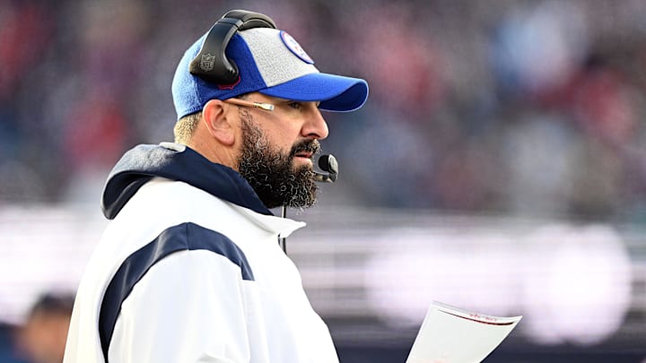 Jan 1, 2023; Foxborough, Massachusetts, USA; New England Patriots senior football advisor Matt Patricia watches a play against the Miami Dolphins during the second half at Gillette Stadium. Mandatory Credit: Brian Fluharty-Imagn Images Jan 1, 2023; Foxborough, Massachusetts, USA; New England Patriots senior football advisor Matt Patricia watches a play against the Miami Dolphins during the second half at Gillette Stadium. Mandatory Credit: Brian Fluharty-Imagn Images