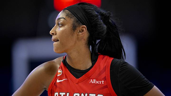 May 12, 2026; Arlington, Texas, USA; Atlanta Dream forward Angel Reese (5) looks on during the game between the Wings and the Dream at College Park Center. Mandatory Credit: Jerome Miron-Imagn Images May 12, 2026; Arlington, Texas, USA; Atlanta Dream forward Angel Reese (5) looks on during the game between the Wings and the Dream at College Park Center. Mandatory Credit: Jerome Miron-Imagn Images