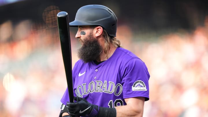 Jul 23, 2024; Denver, Colorado, USA; Colorado Rockies outfielder Charlie Blackmon (19) on deck in the first inning against the Boston Red Sox at Coors Field. Mandatory Credit: Ron Chenoy-USA TODAY Sports Jul 23, 2024; Denver, Colorado, USA; Colorado Rockies outfielder Charlie Blackmon (19) on deck in the first inning against the Boston Red Sox at Coors Field. Mandatory Credit: Ron Chenoy-USA TODAY Sports