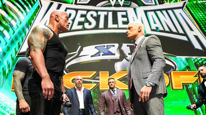 The Rock [L] and Cody Rhodes [R]