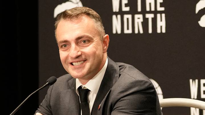 Oct 2, 2023; Toronto, ON, Canada; Toronto Raptors head coach Darko Rajakovic during Media Day at the Hilton Toronto. Mandatory Credit: John E. Sokolowski-USA TODAY Sports