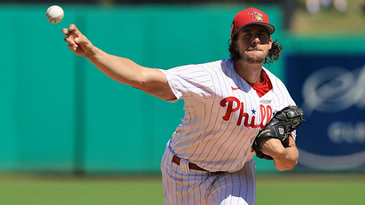 Aaron Nola has made two starts this spring, one against the Marlins, one against Team Canada.