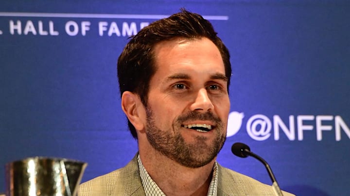 Dec 5, 2017; New York, NY, USA; Former University of Southern California quarterback Matt Leinart at the 60th NFF Annual Awards Dinner Press Conference at New York Hilton. Mandatory Credit: Catalina Fragoso-Imagn Images