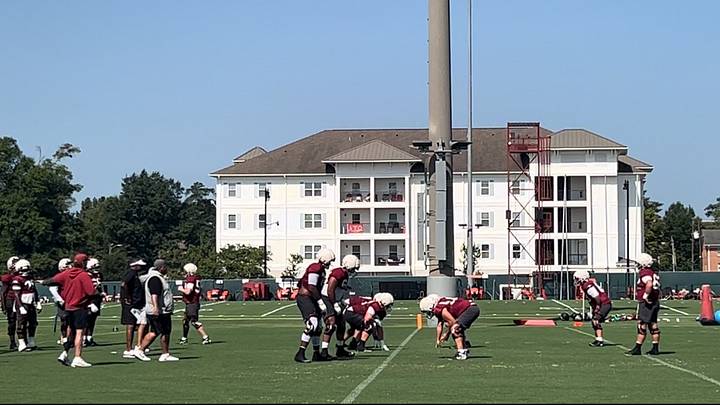 Alabama offensive line at practice on Aug. 17, 2026 Alabama offensive line at practice on Aug. 17, 2026